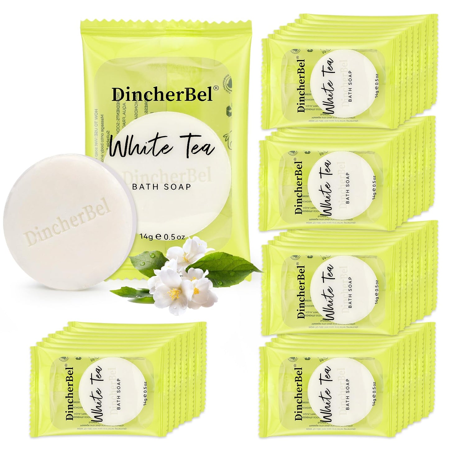 DincherBel 100 Pack 0.5oz Travel Soap, Mini Round Cleansing Bars Soap Bulk Travel Size, Individually Wrapped Toiletries Amenities for Hotel, Airbnb Beauty & Personal Care DincherBel