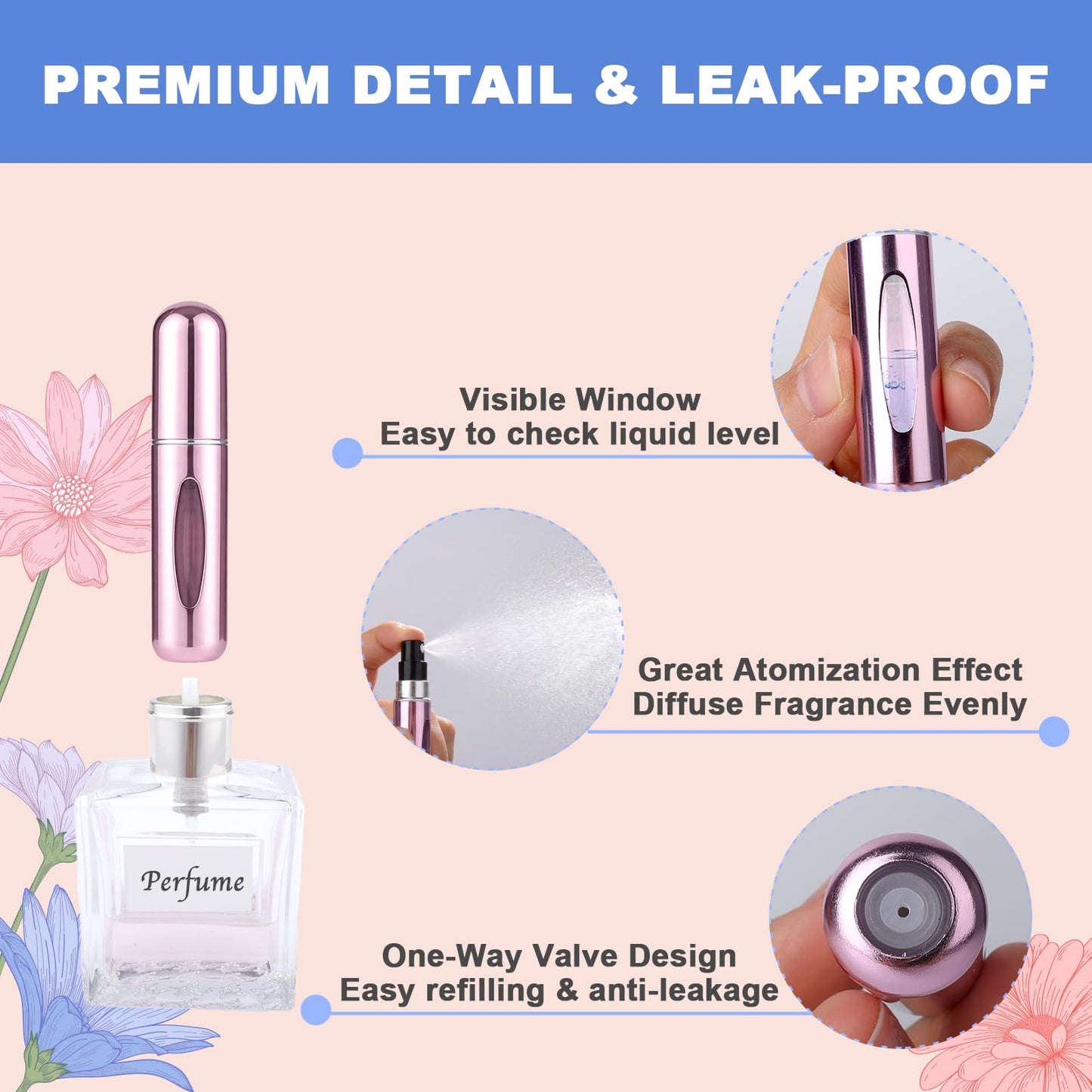 TiddieBair 8 Pack Perfume Atomizer, Mini Perfume Travel Refillable Bottle, Travel Size Spray Bottles for Men and Women (5ml, 8Pack), Travel & Cruise Beauty and Personal Care TiddieBair