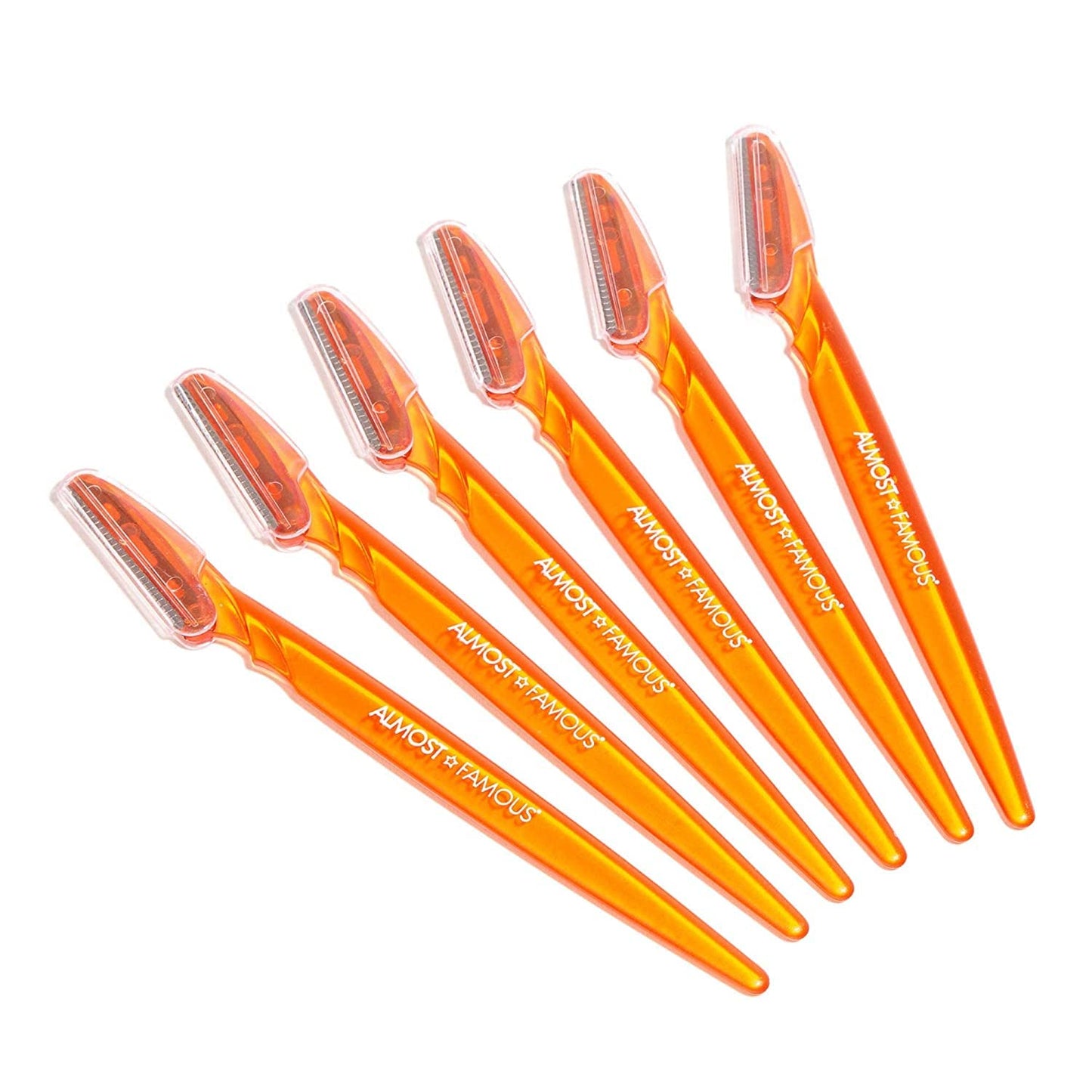 Almost Famous Facial Razors for Women - Dermaplaning Tool & Eyebrow Shaper, Painless Peach Fuzz & Fine Hair Remover with Protective Cover, Orange (3 Beauty and Personal Care ALMOST FAMOUS
