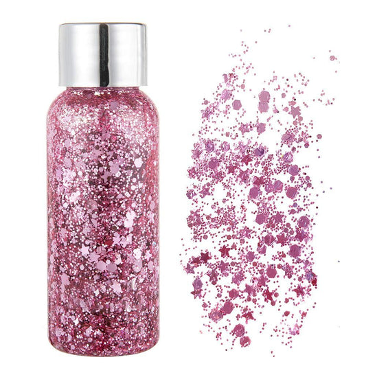 Body Glitter Gel Nail Hair Body Face Flash Eye shadow Glitter Cream Chunky Glitter Mermaid Scale Sequins Festival Painting Decoration Makeup (Pink) Beauty & Personal Care AKARY