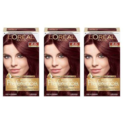 L'Oreal Paris Superior Preference Fade-Defying + Shine Permanent Hair Color, 4R Dark Auburn, Pack of 3, Hair Dye Beauty & Personal Care L'Oreal Paris