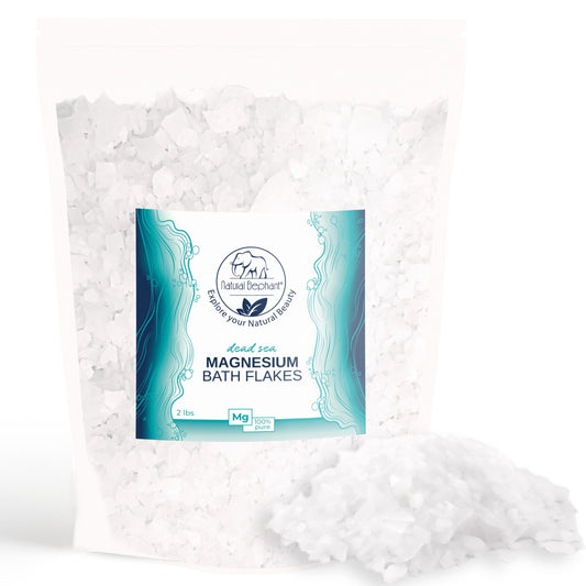 Natural Elephant Dead Sea Magnesium Bath Flakes - 2 lb Bag (32 oz) - Pure Magnesium Chloride Soak for Body and Foot - Ideal for a Soothing Bath Beauty and Personal Care Natural Elephant