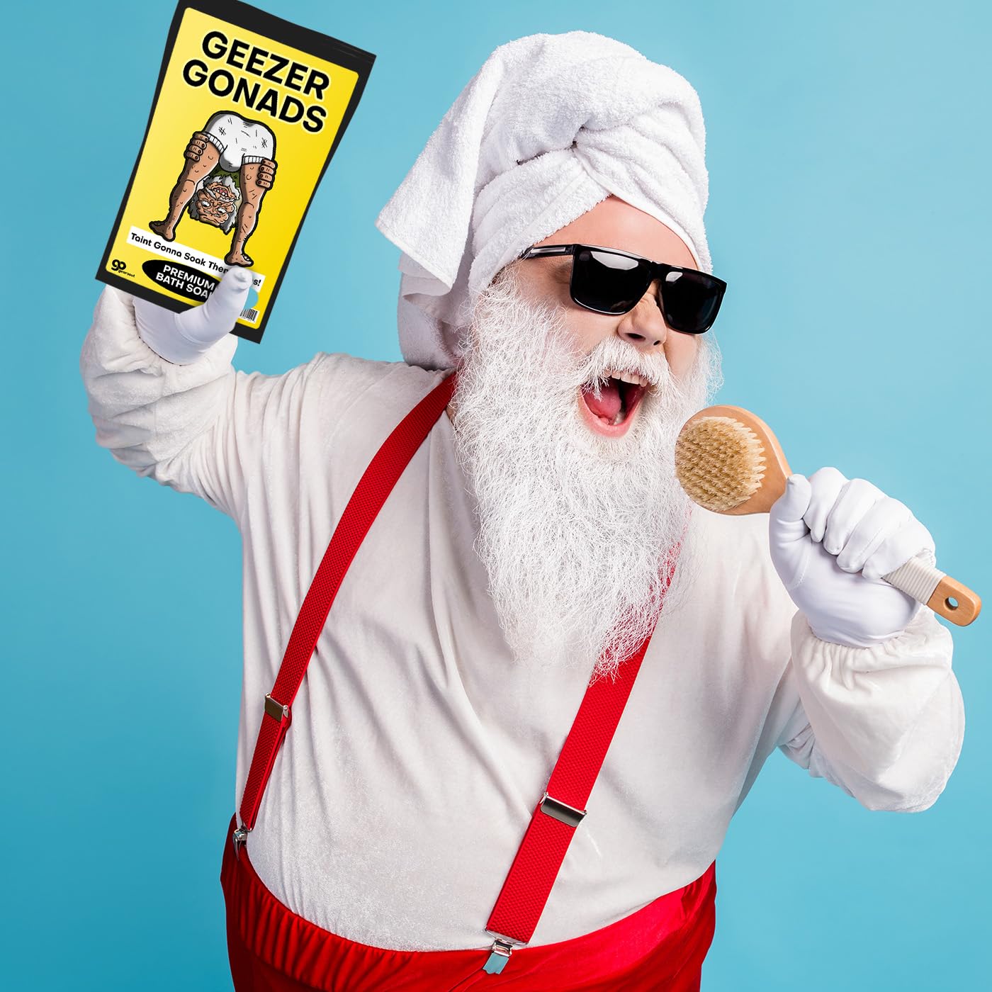 Geezer Gonads Gag Gift for Old Farts Men’s Bath Soak for Father’s Day Care Basket Ideas Stress Relief Sea Salts Stocking Stuffers Over-the-Hill Beauty and Personal Care Gears Out