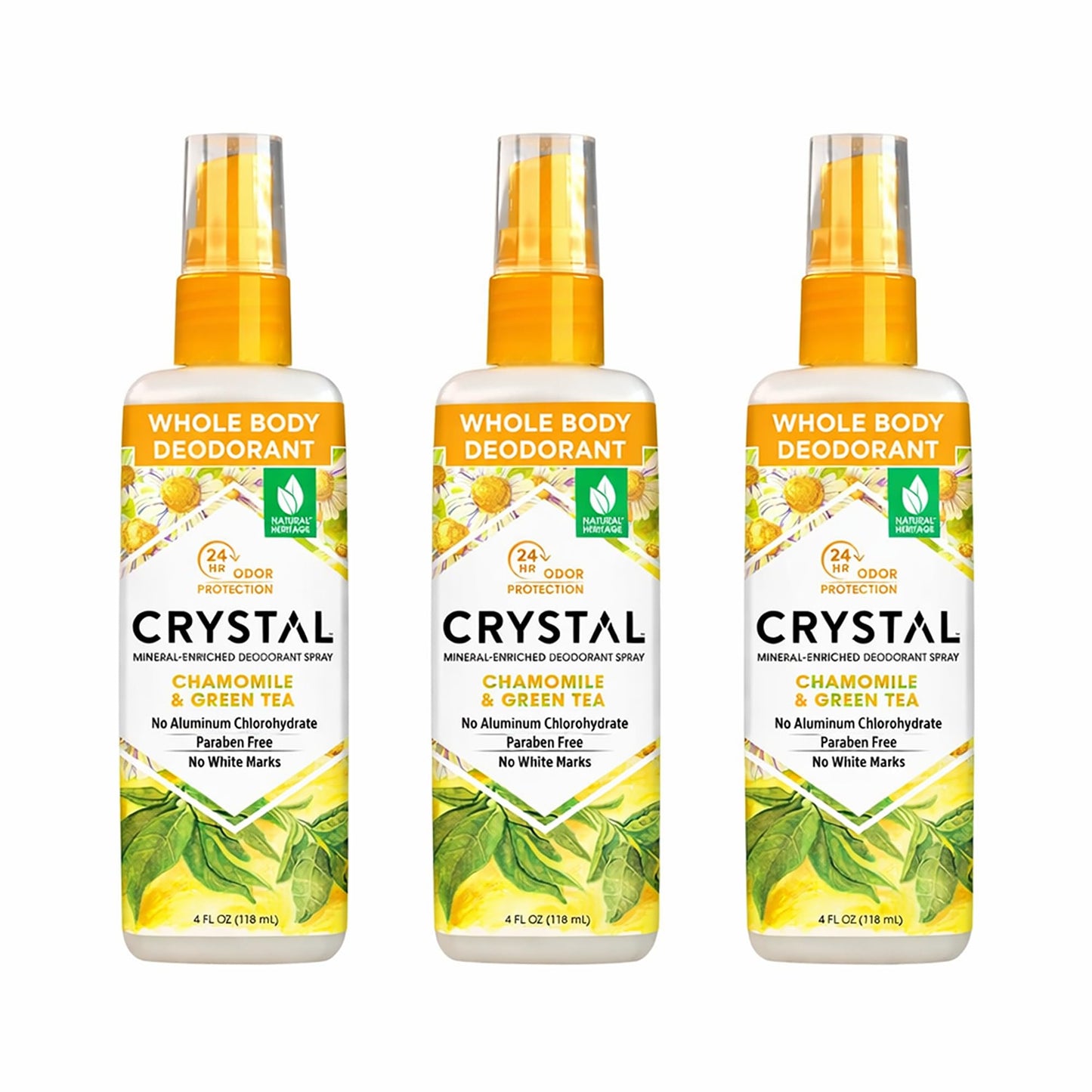 Crystal Deodorant Essence Spray 4 Ounce Chamomile/Green Tea, All Over Body Deodorant, (118ml) (3 Pack) Beauty and Personal Care Crystal Essence