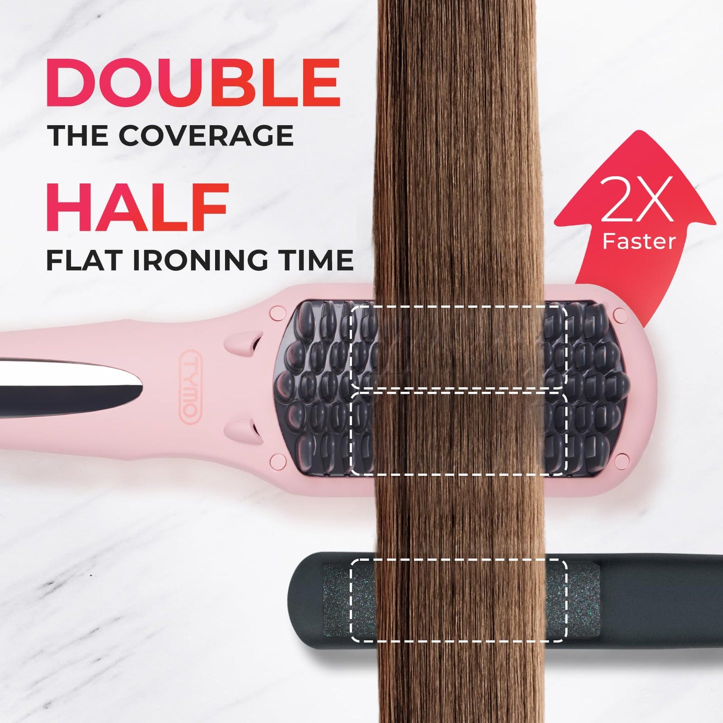TYMO Ionic Hair Straightener Brush - Straightening Comb with 10M Negative Ions, 25s Heat-up, 16 Temps, Dual Voltage, LED Display | Ceramic Hot Comb Beauty & Personal Care TYMO
