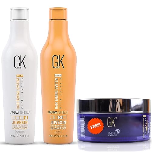 GK HAIR UV/UVA Shield Shampoo Conditioner Set (240ml) with Lavender Bombshell Masque (200g) - Ultimate Hair Protection & Nourishment Beauty & Personal Care GK HAIR