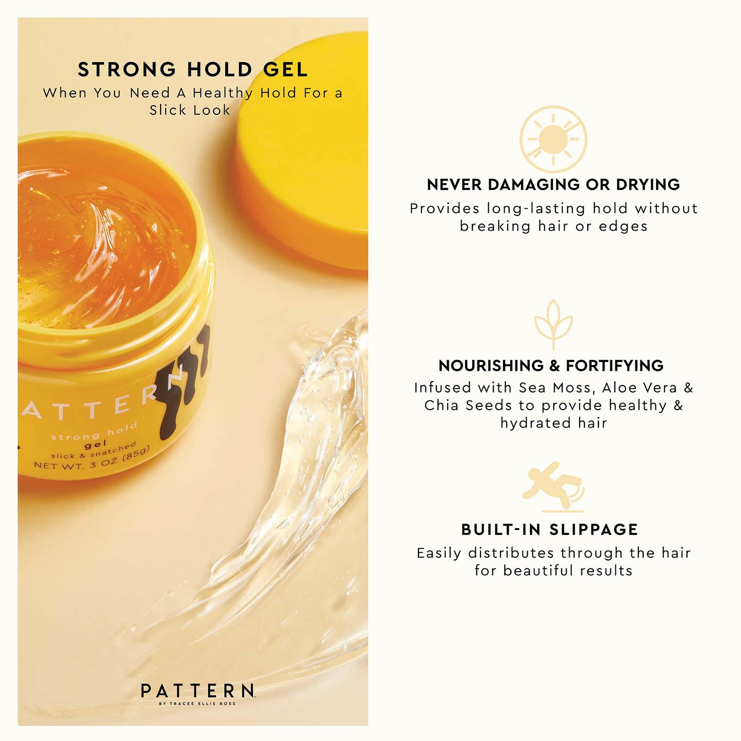 PATTERN Beauty by Tracee Ellis Ross Strong Hold Hair Gel, firm Hold w Sea Moss for Curly Hair 3a-4c Beauty & Personal Care PATTERN
