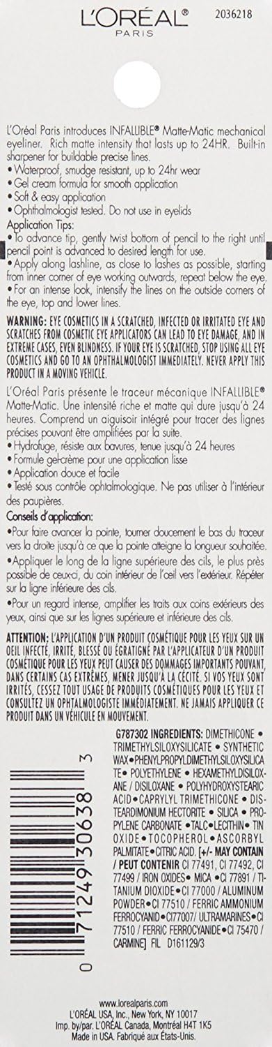L'Oreal Paris Infallible Matte-Matic Mechanical Eyeliner, Deep Brown, 0.01 oz. Beauty & Personal Care L'Oreal Paris