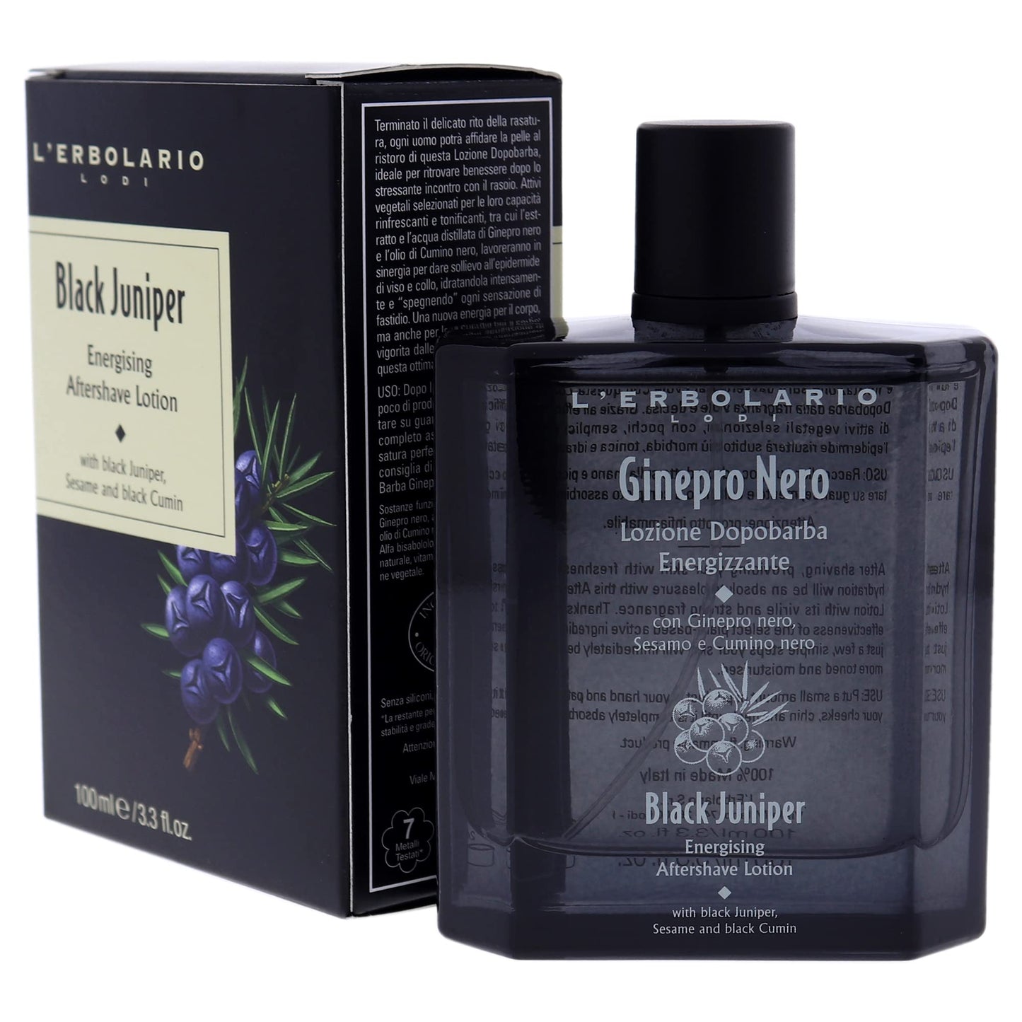L'Erbolario Energizing After Shave Lotion - Hydrating Aftershave for Men for Soothed Face and Neck - Woody Post Shave Cream - Black Juniper - 3.3 oz Beauty and Personal Care L'Erbolario