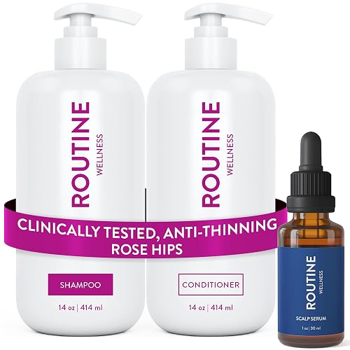 Routine Wellness Shampoo and Conditioner Set and Scalp Serum for Thinning Hair - DHT Blocker Women & Men - Color Safe Shampoo for Hair Loss Beauty & Personal Care Routine Wellness