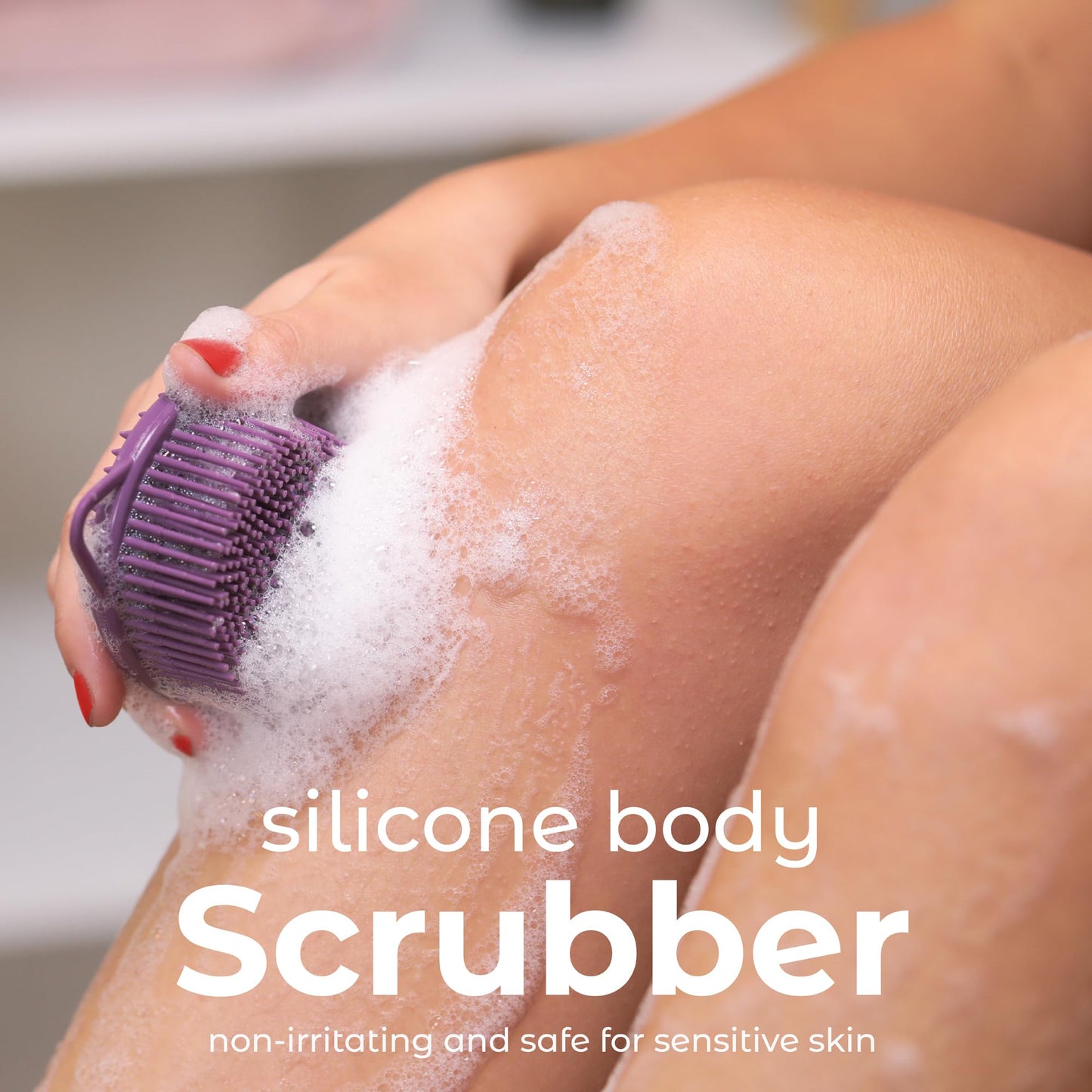 MainBasics Silicone Body Scrubber Dual-Sided Shower Loofah and Scalp Scrubber (Purple, Scalp) Beauty & Personal Care MainBasics
