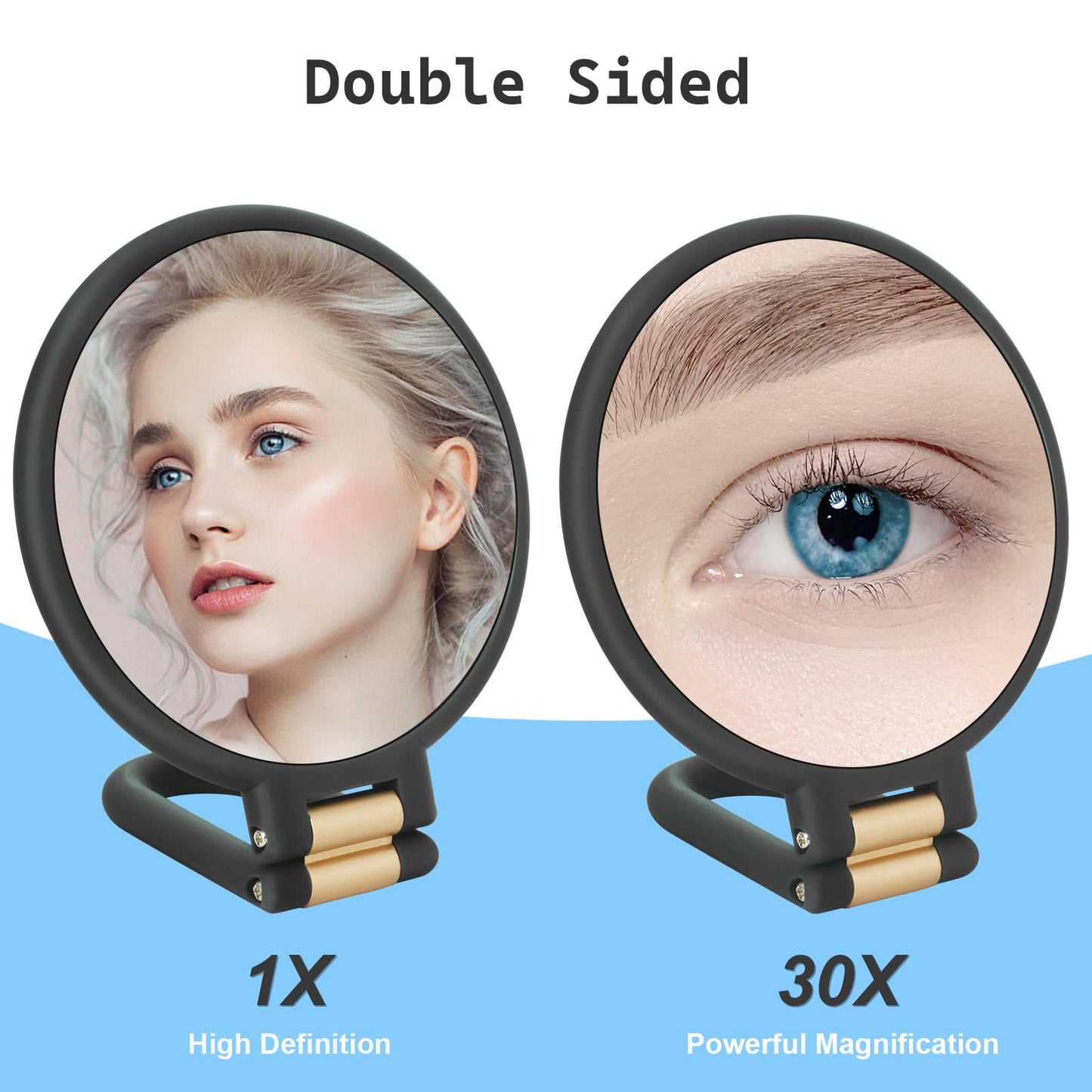 Sifolo 30x Magnifying Mirror, Travel Hand Mirrors with Handle - Double Side Handheld Mirror with 1X 30X Magnification & Adjustable Handle/Stand, Hand Beauty and Personal Care Sifolo