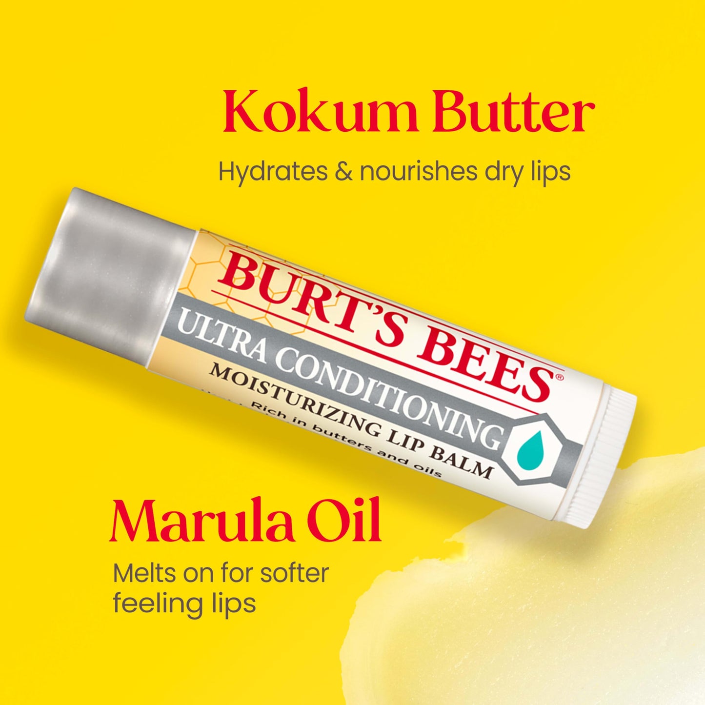 Burt's Bees Lip Balm, Moisturizing Lip Care, 100% Natural Origin, Ultra Conditioning with Shea, Cocoa & Kokum Butter (4 Pack) Beauty & Personal Care Burt's Bees