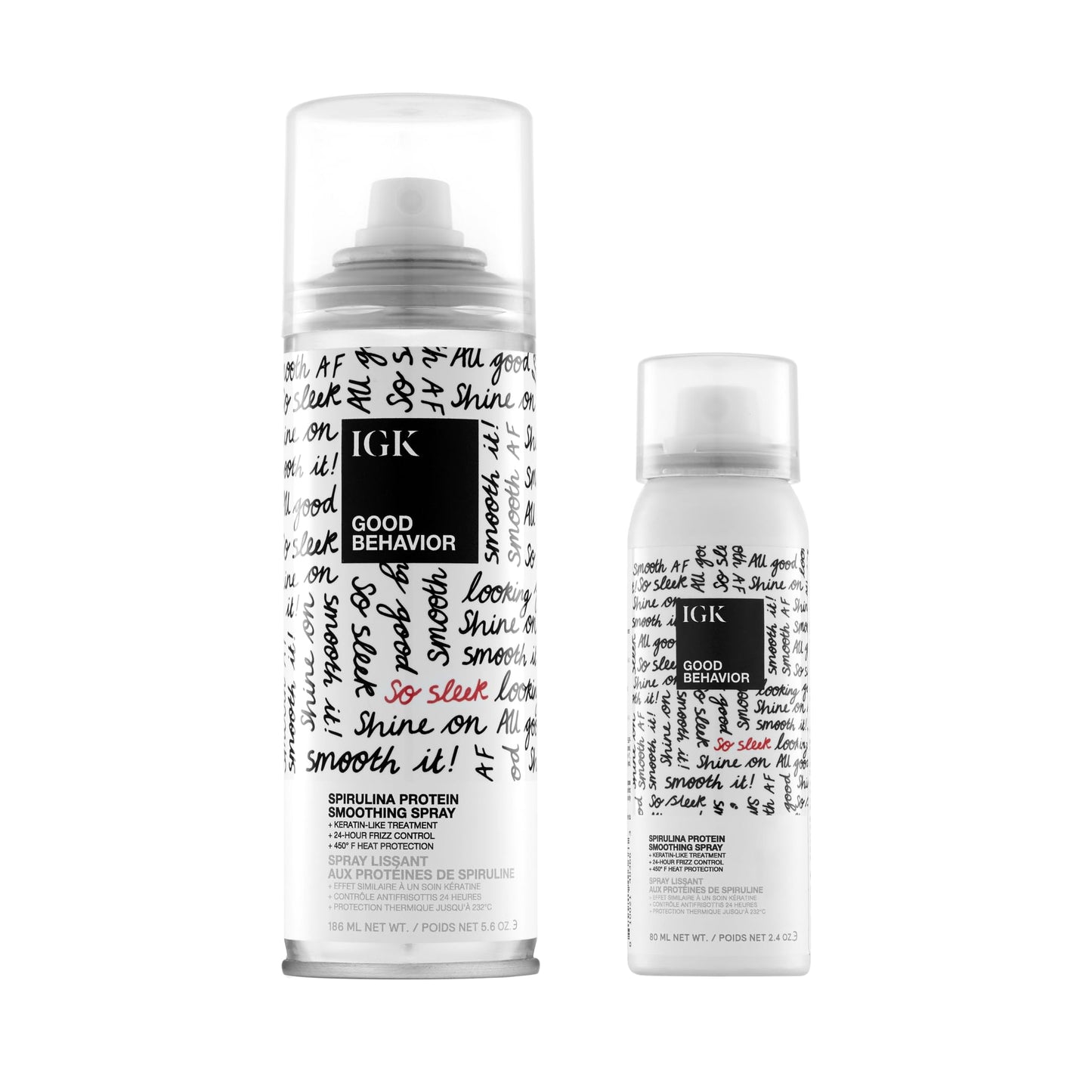 IGK GOOD BEHAVIOR Spirulina Protein Smoothing Spray Travel Bundle | Keratin Like Treatment + Frizz Control + Heat Protectant | Vegan + Cruelty Free | Beauty & Personal Care IGK