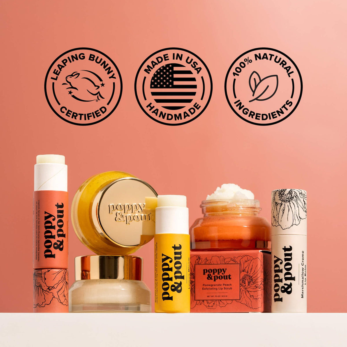 Poppy & Pout Lemon Bloom Jumbo Lip Balm | All Natural Lip Balms & Moisturizers | Hydrates with Beeswax, Vitamin E, Organic Coconut Oil | Cruelty-Free Beauty & Personal Care Poppy & Pout