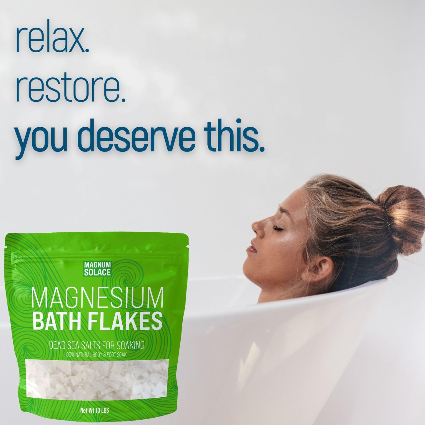 Magnesium Flakes for Bath - Magnesium Chloride Flakes - Dead Sea Salts for Soaking, 10 LBS Beauty & Personal Care Magnum Solace