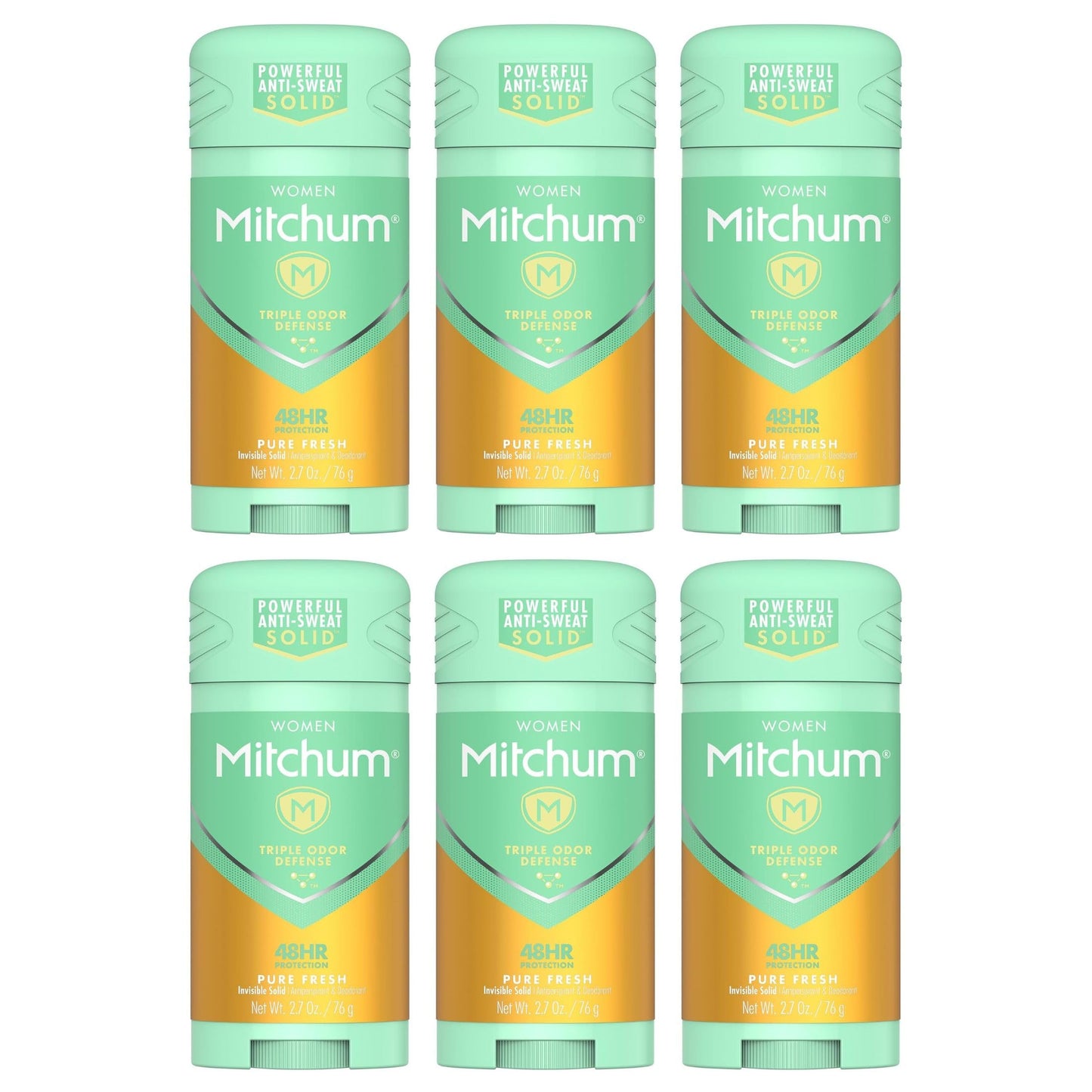 Mitchum Women Triple Odor Defense Invisible Solid 48HR Antiperspirant & Deodorant, Pure Fresh, 2.7 OZ - 6 Pack Beauty and Personal Care Mitchum