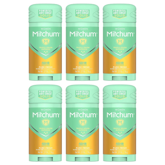 Mitchum Women Triple Odor Defense Invisible Solid 48HR Antiperspirant & Deodorant, Pure Fresh, 2.7 OZ - 6 Pack Beauty and Personal Care Mitchum