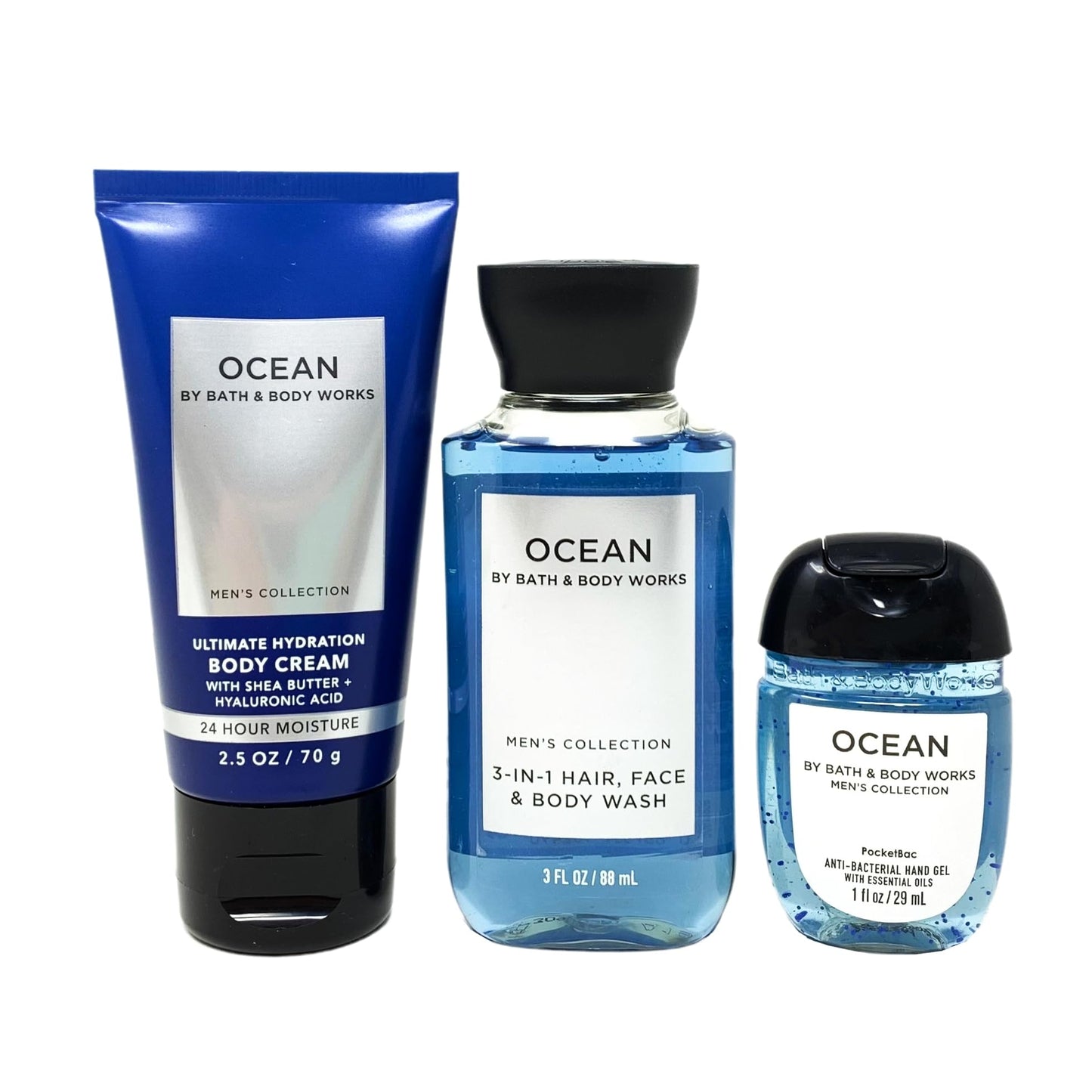 Bath & Body Works Men's Collection Ocean Mini 3 Piece Gift Bag Set with a Natural Oats Sample Soap - Travel Size Beauty and Personal Care Bath & Body Works