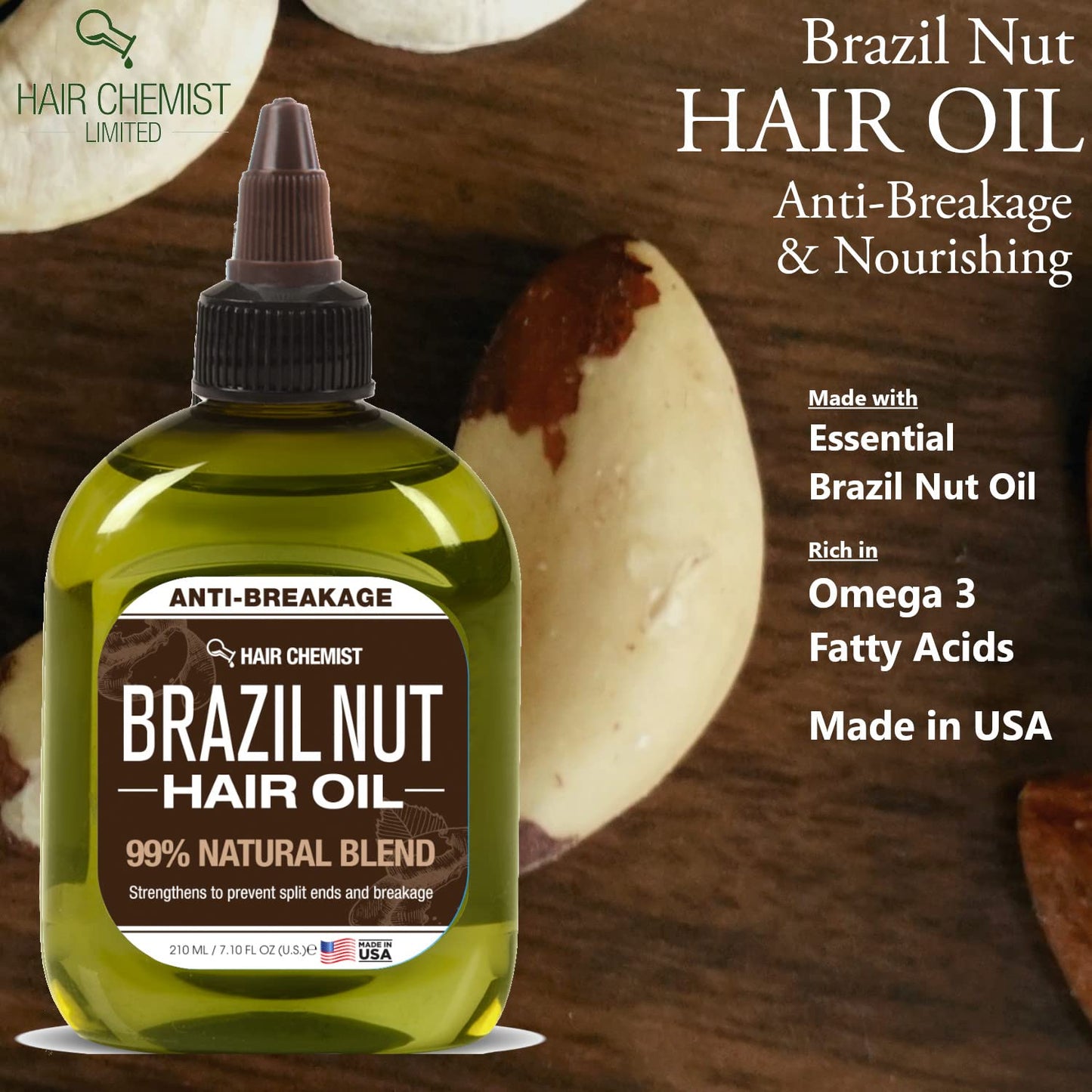 Hair Chemist 99% Natural Hair Oil - Brazil Nut 7.1 oz. Beauty & Personal Care Hair Chemist