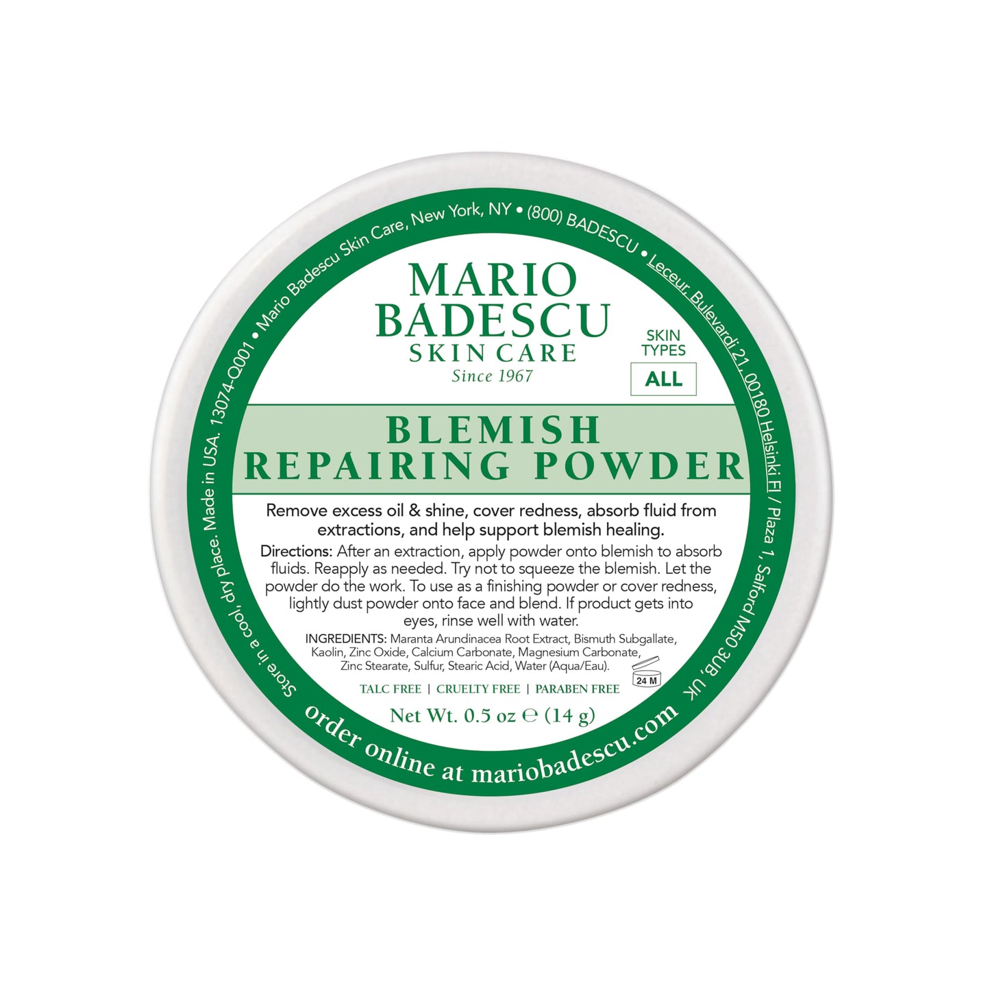 Mario Badescu Blemish Repairing Powder, Accelerate Recovery of Popped Pimples, Reduce Redness, Skin Care Powder for Blemish Concealment and Oil Beauty & Personal Care Mario Badescu