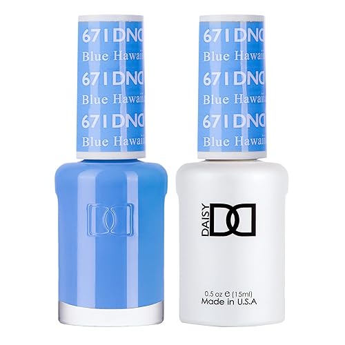 DND Gel Polish Set, Blue Collection, UV Gel Polish and Air Dry Nail Lacquer, Matching Chip-Free Polish Duo, 671 Blue Hawaiian, 0.5 Fl Oz Beauty & Personal Care DAISY DND