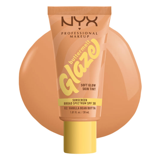 NYX PROFESSIONAL MAKEUP Buttermelt Glaze Soft Glow Skin Tint + SPF 30, Up To 12HR Wear, 02 Vanilla Bean Butta Beauty & Personal Care NYX PROFESSIONAL MAKEUP