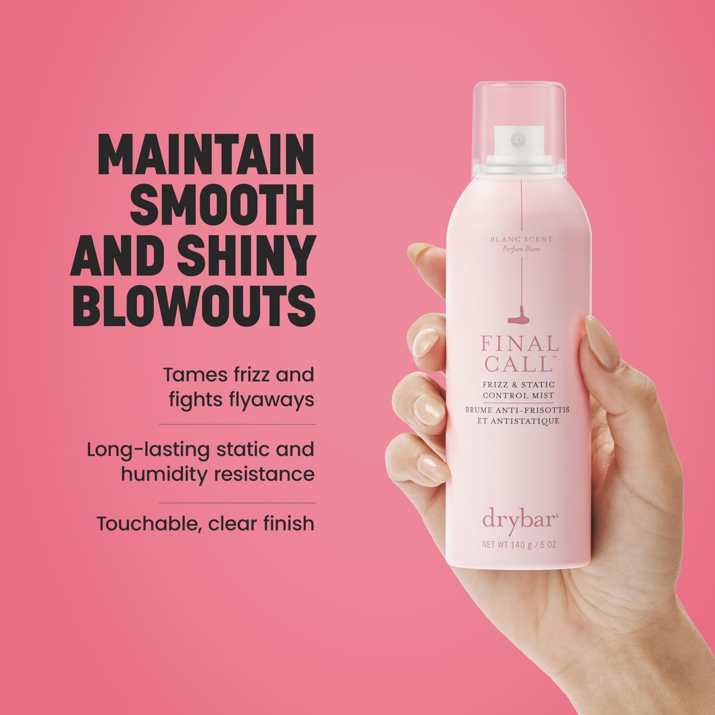 Drybar Final Call Frizz & Static Control Mist Blanc Scent - Full Size | Tames Flyaways to Maintain Smooth and Shiny Blowouts Beauty & Personal Care Drybar