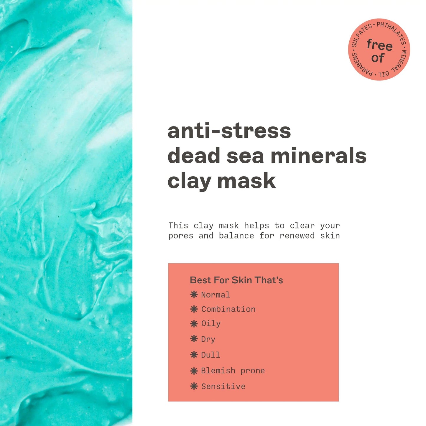 Freeman Anti-Stress Clay Mask, Dead Sea Mineral Face Mask, Lavender & Sea Salt Balance & Calm Skin, Unclog Pores, Facial Mask For All Skin Types, No Beauty & Personal Care Freeman