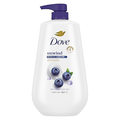 Dove Body Wash Unwind Blueberry & Moon Milk For 24hr Lotion-Soft Skin Moisturizing Skin Cleanser with No Sulfates No Parabens 30.6 oz Beauty & Personal Care Dove