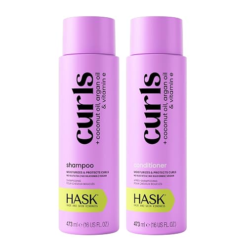 HASK Curl Care Shampoo & Conditioner Set | Coconut Oil, Argan Oil, Vitamin E, Curl Definition, Frizz Free Shine | Sulfate Free, Silicone Free, Cruelty Beauty & Personal Care HASK