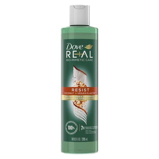 Dove RE+AL Bio-Mimetic Care Shampoo For Breakage-Prone Hair Resist Sulfate-Free Shampoo With Coconut + Vegan Elastin 10oz Beauty & Personal Care Dove