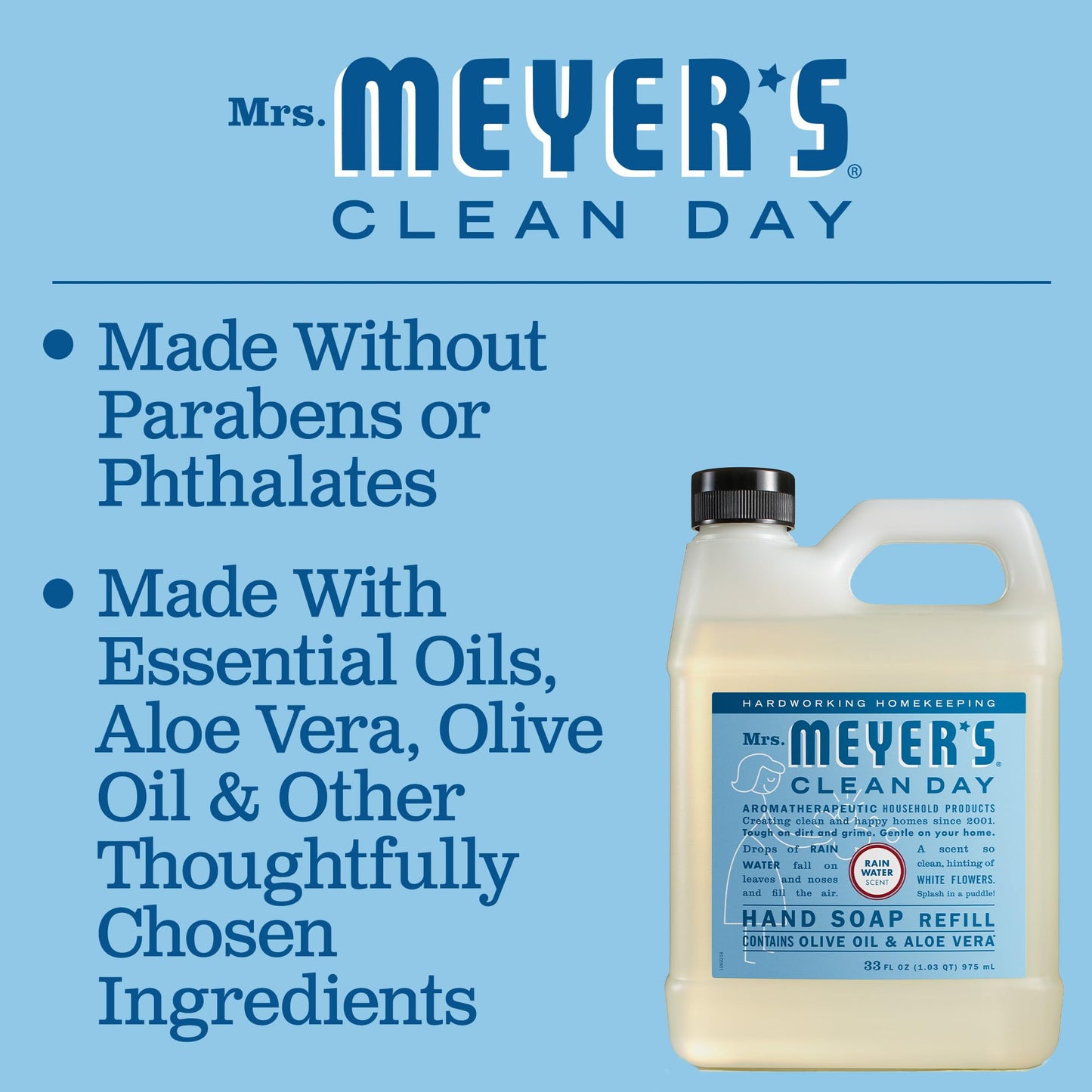 MRS. MEYER'S CLEAN DAY Liquid Hand Soap Refill, Rainwater, 33 OZ Beauty & Personal Care Mrs. MEYER'S