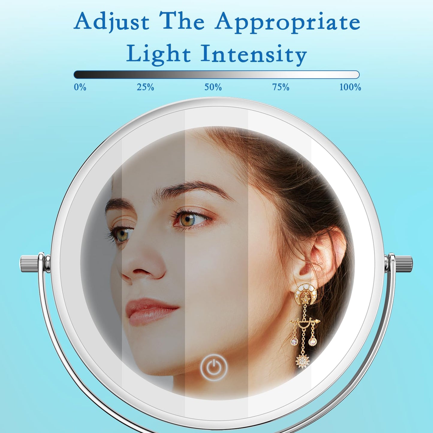 Niuphia Vanity Mirror with Lights 7" Rechargeable 1x/10x Lighted Makeup Mirror Adjustable Height Double Sided Mirror with Lights 360°Rotating Makeup Beauty & Personal Care Niuphia