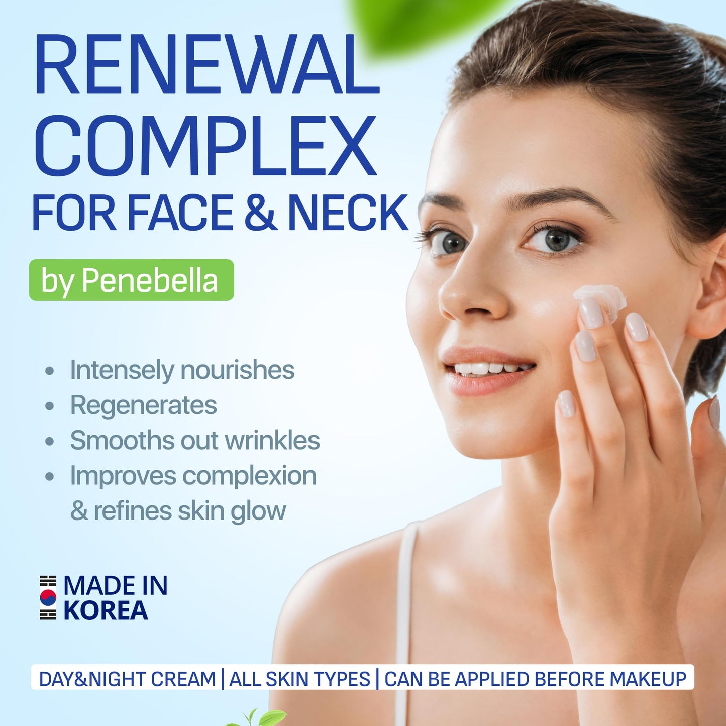 PENEBELLA Face & Neck Cream for Tightening and Firming - Made in Korea - Collagen, Hyaluronic Acid, 3X Peptide Complex, Vitamin C + E - Face Beauty & Personal Care PENEBELLA