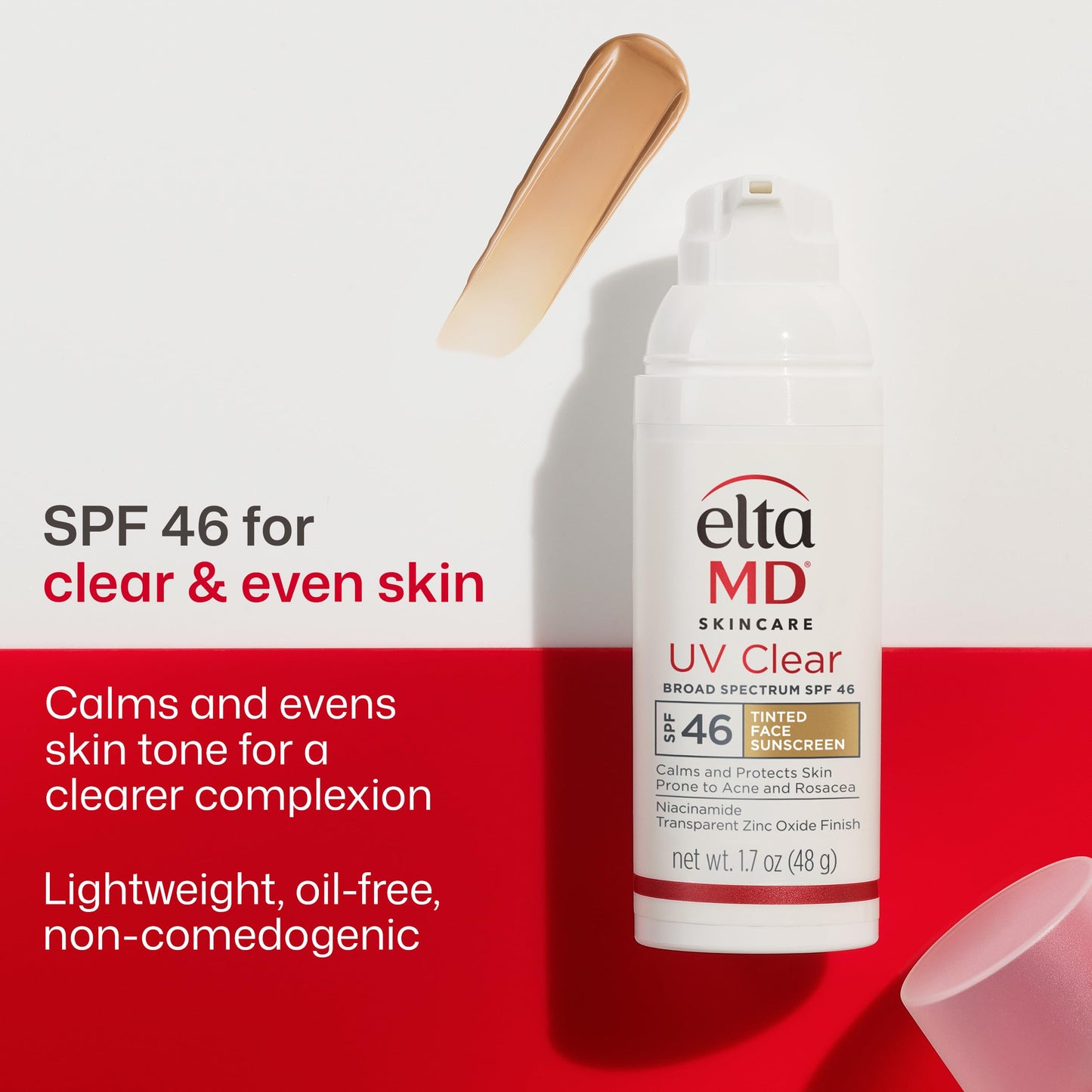 EltaMD UV Clear Tinted Sunscreen for Face, SPF 46 with Zinc Oxide, Oil-Free, Dermatologist Recommended, For Acne-Prone Sensitive Skin, 1.7 oz Beauty & Personal Care EltaMD