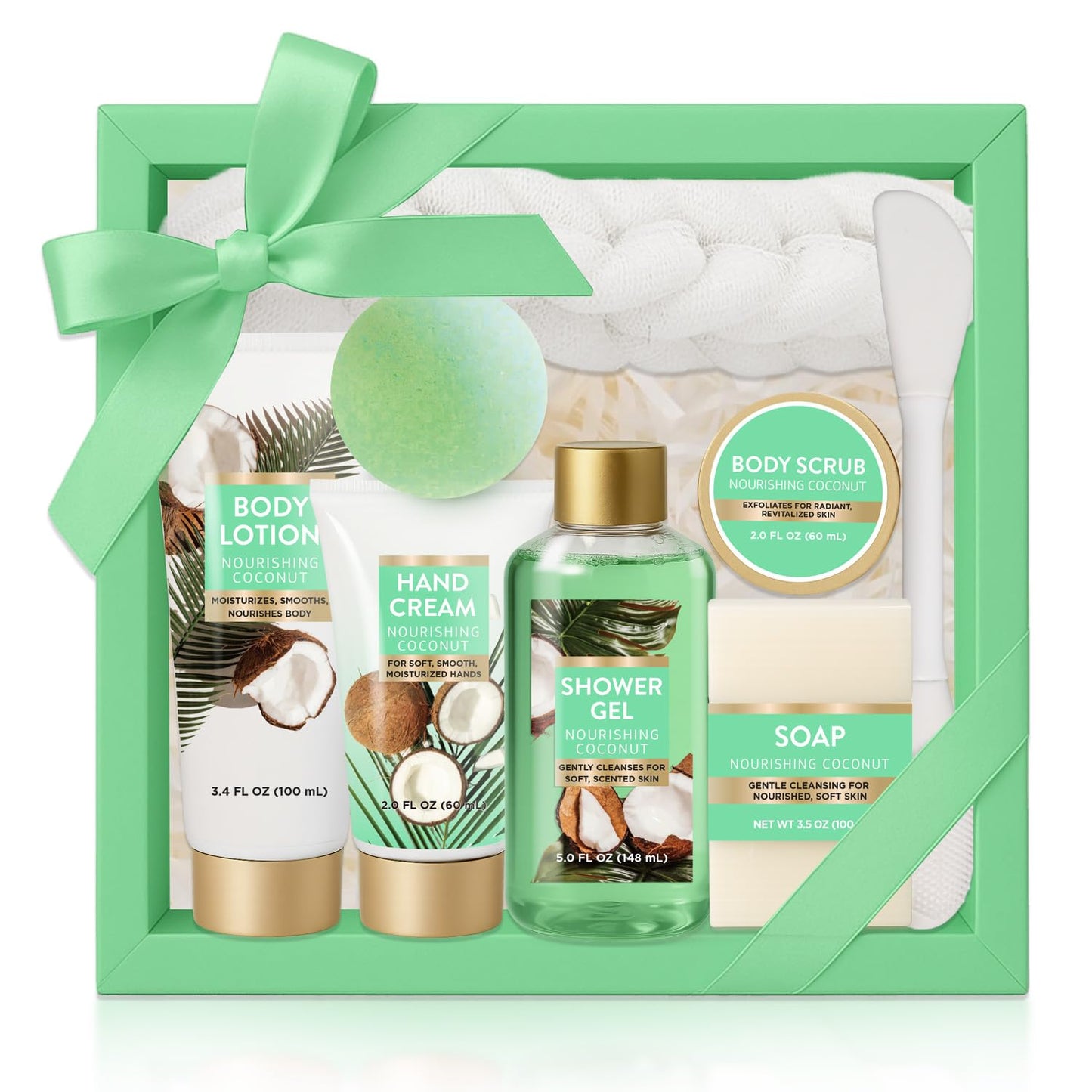 Spa Gift for Women, 8 Piece Luxury Coconut Bath Set with Bubble Bath & Bath Bombs Body Scrub Lotion Hand Cream, Bath Sets for Women Gift, Anniversary Beauty and Personal Care BODY & EARTH
