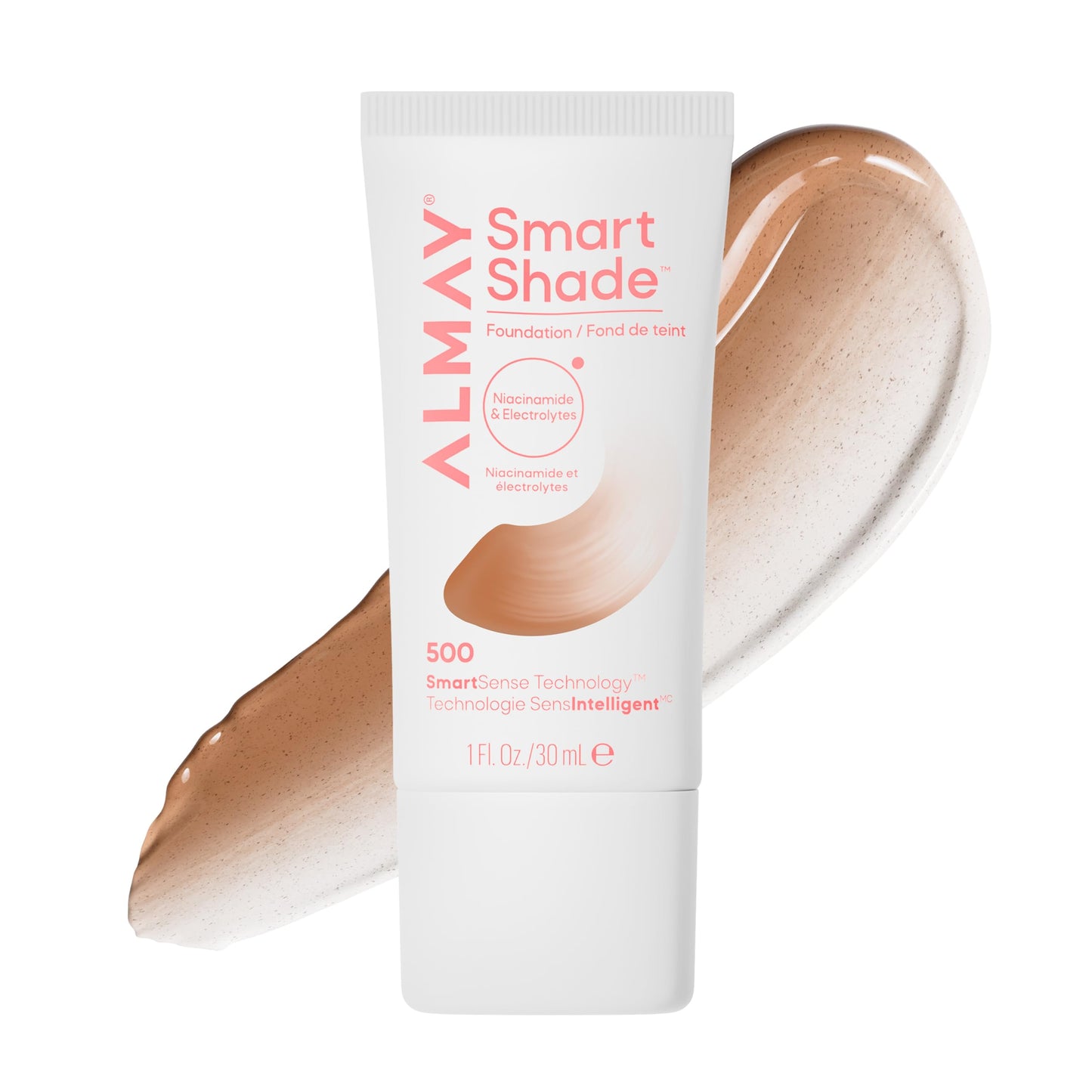 Almay Smart Shade™ Foundation, Oil-Free, Non-Comedogenic, Hypoallergenic, Vegan Face Makeup, 500 Medium Deep, 1 fl oz Beauty & Personal Care Almay