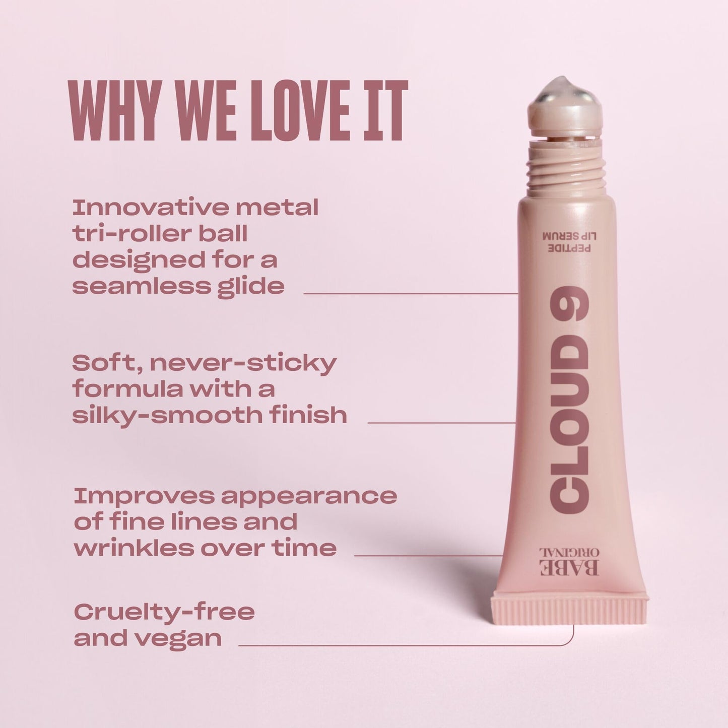 BABE ORIGINAL Cloud 9 Peptide Lip Serum | Daily Lip Treatment with Cloudberry Oil, Mushroom Extracts, Hyaluronic Acid for Dryness & Fine Lines | Beauty & Personal Care BABE ORIGINAL