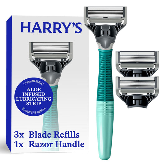 Harry's Original Shaving Kit for Men - Razor Handle and 3 Razor Blade Refill Cartridges - German Engineered - Sage Beauty and Personal Care Harry's