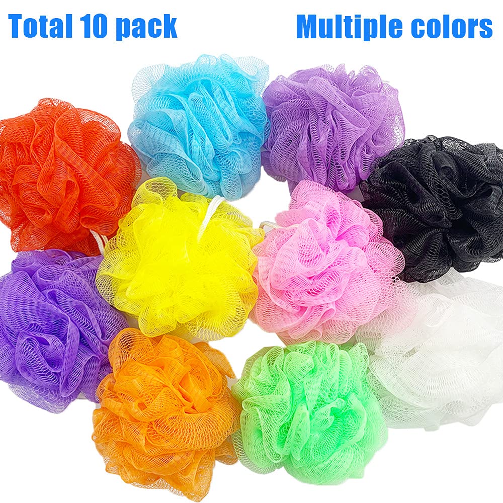 10 Pcs Bath Loofah Shower,Small Mesh Sponge Pouf Colorful Exfoliating Scrubber for Kids Women Men Body Wash,Random Color Beauty & Personal Care Cshangzei