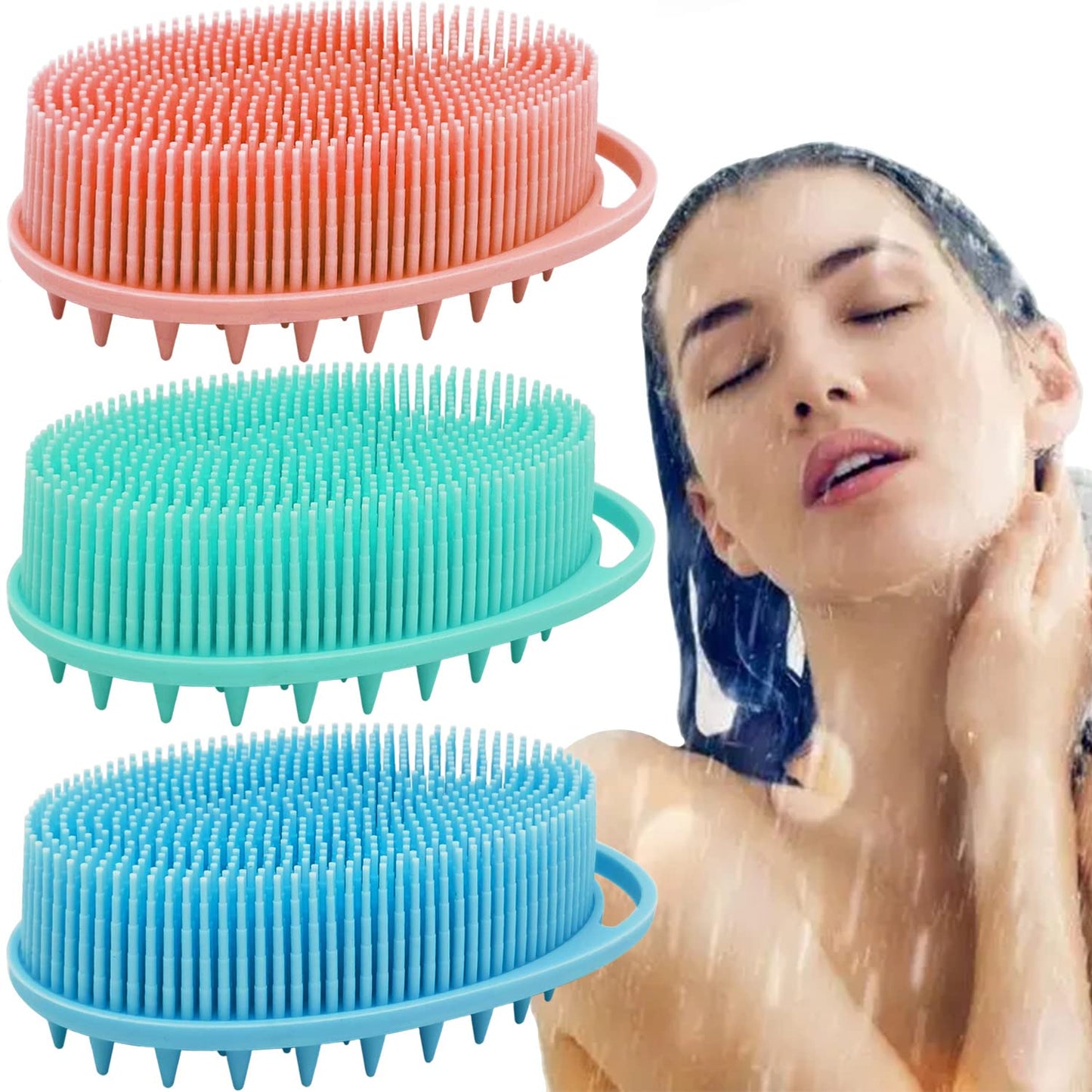 Soft Exfoliating Body Bath Shower Scrubber - Silicone Body Brush, 3 Pack for Kids and Adults with All Kinds of Skin Beauty & Personal Care MR LION