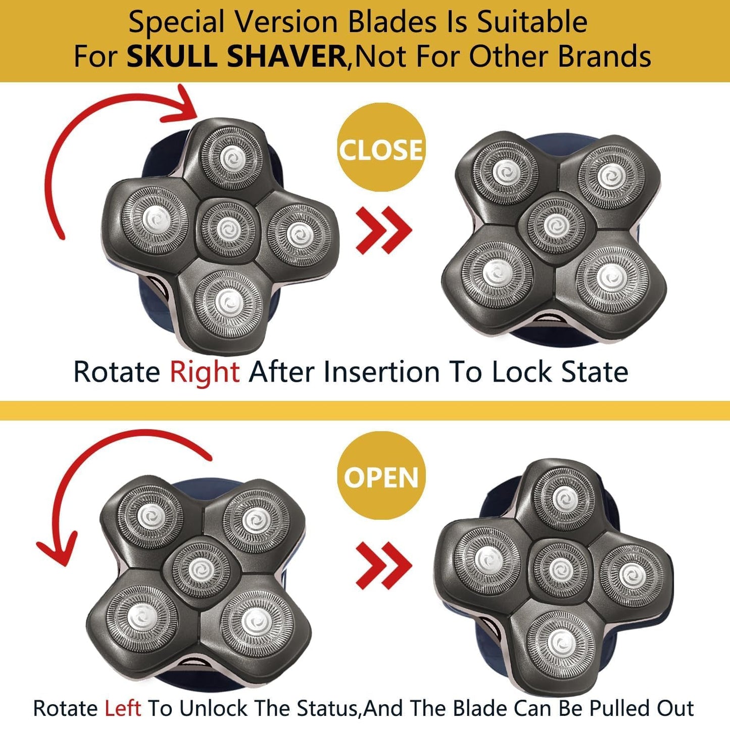 VRMETA New Upgrade Head Shaver Replacement Heads for Skull Shaver Pitbull Platinum Pro Butterfly Kiss, and Palm Hypo-Allergenic Electric Razor Beauty and Personal Care VRMETA