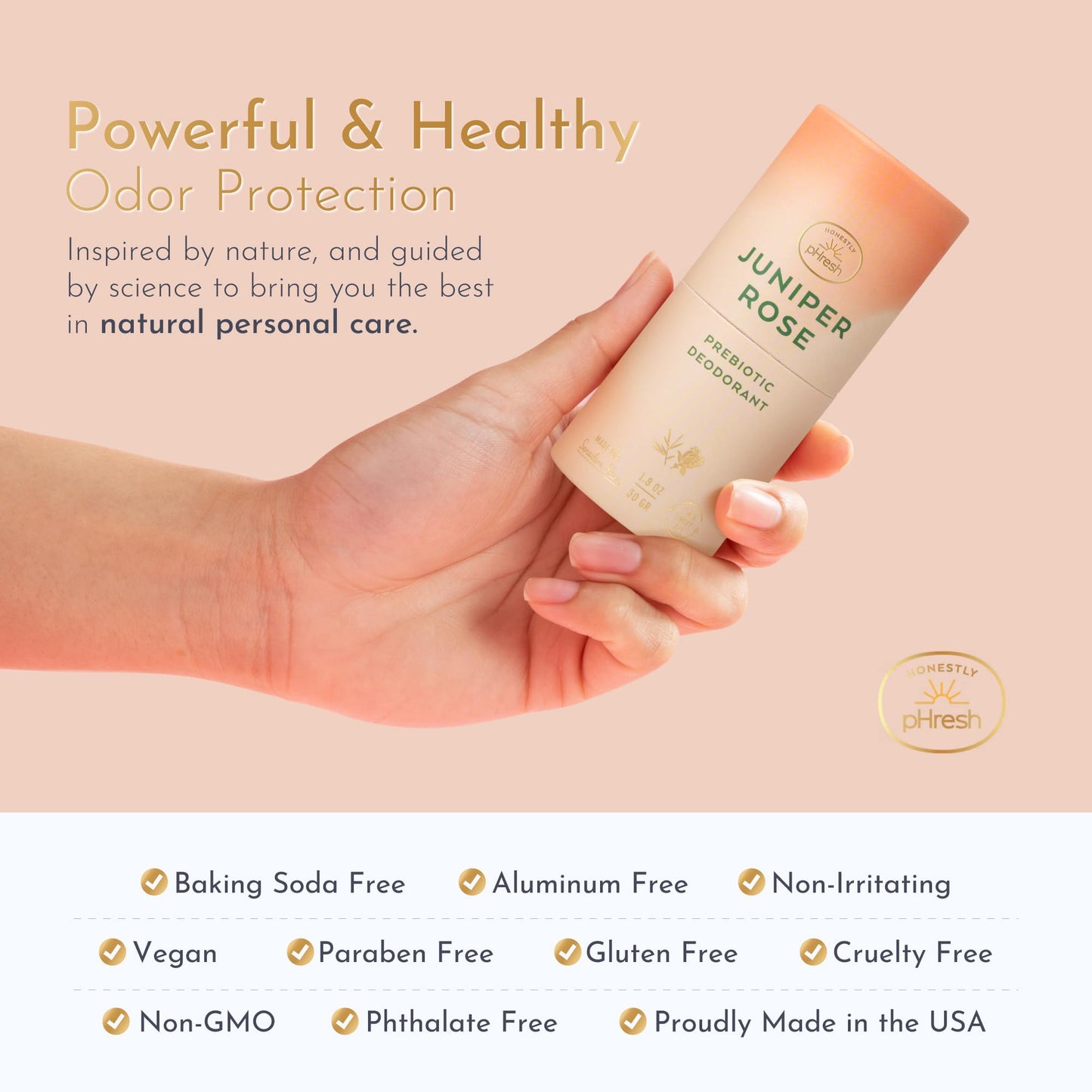 Honestly pHresh Twist-Up Deodorant - Baking Soda-Free, Prebiotic Formula - Aluminum-Free, Non-Irritating Deodorant Stick - All-Natural, Whole-Body Beauty and Personal Care Honestly pHresh