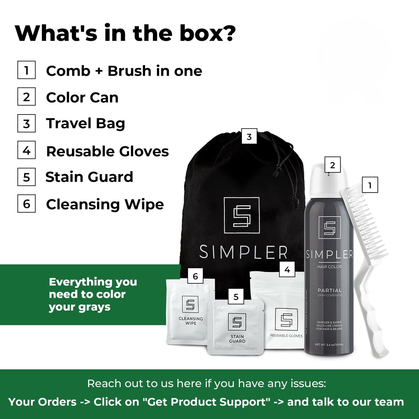 Simpler Partial Coverage Men's Hair Color Color Box - Permanent Beard and Mustache Dye - Ammonia-Free Beard Hair Dye - Fast Gray Blending - Salt Beauty & Personal Care SIMPLER HAIR COLOR