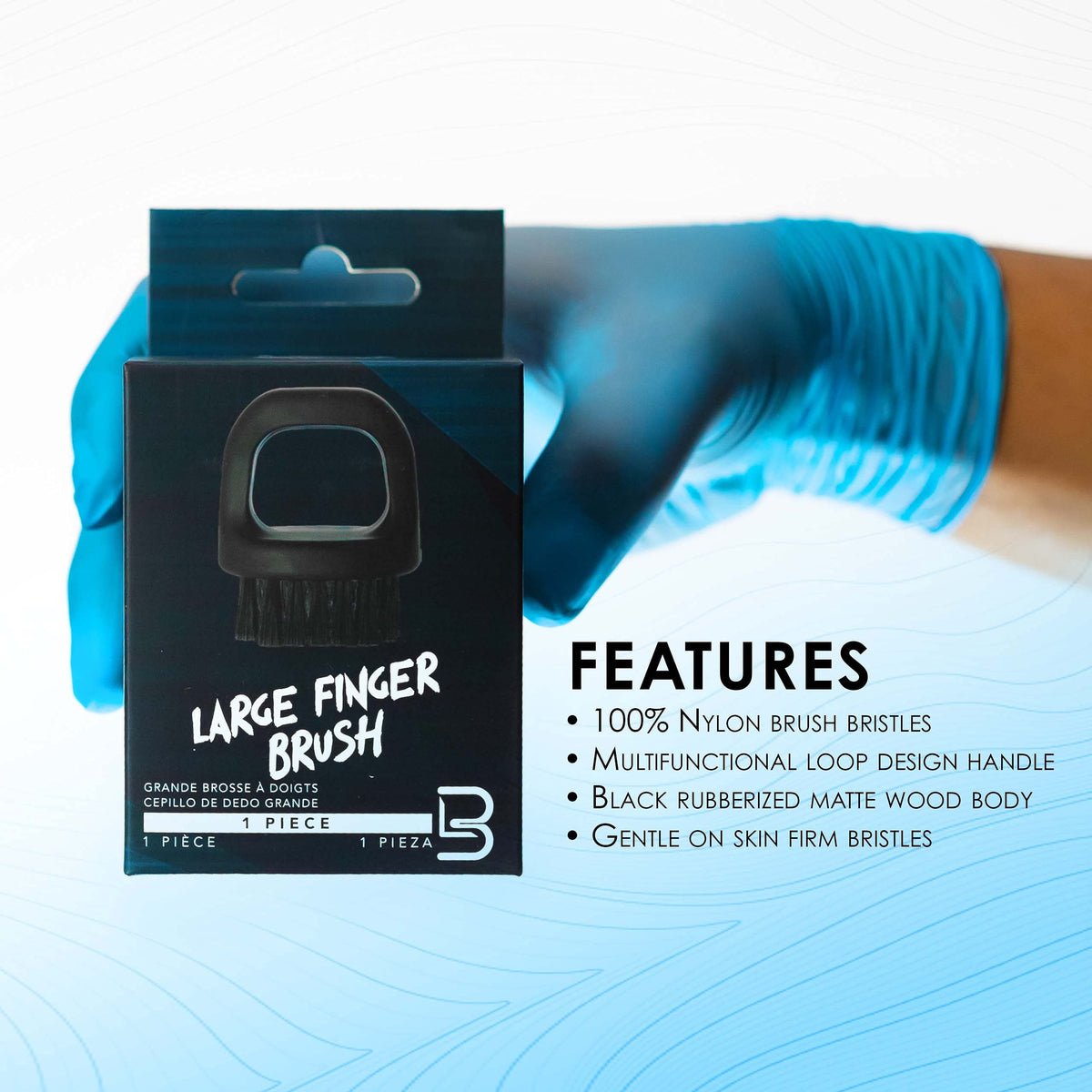 L3 Large Finger Brush - Barber Supplies and Barber Accessories - Gentle for Comfort Yet Firm for Brushing - Nylon Bristles - Use for Clippers and