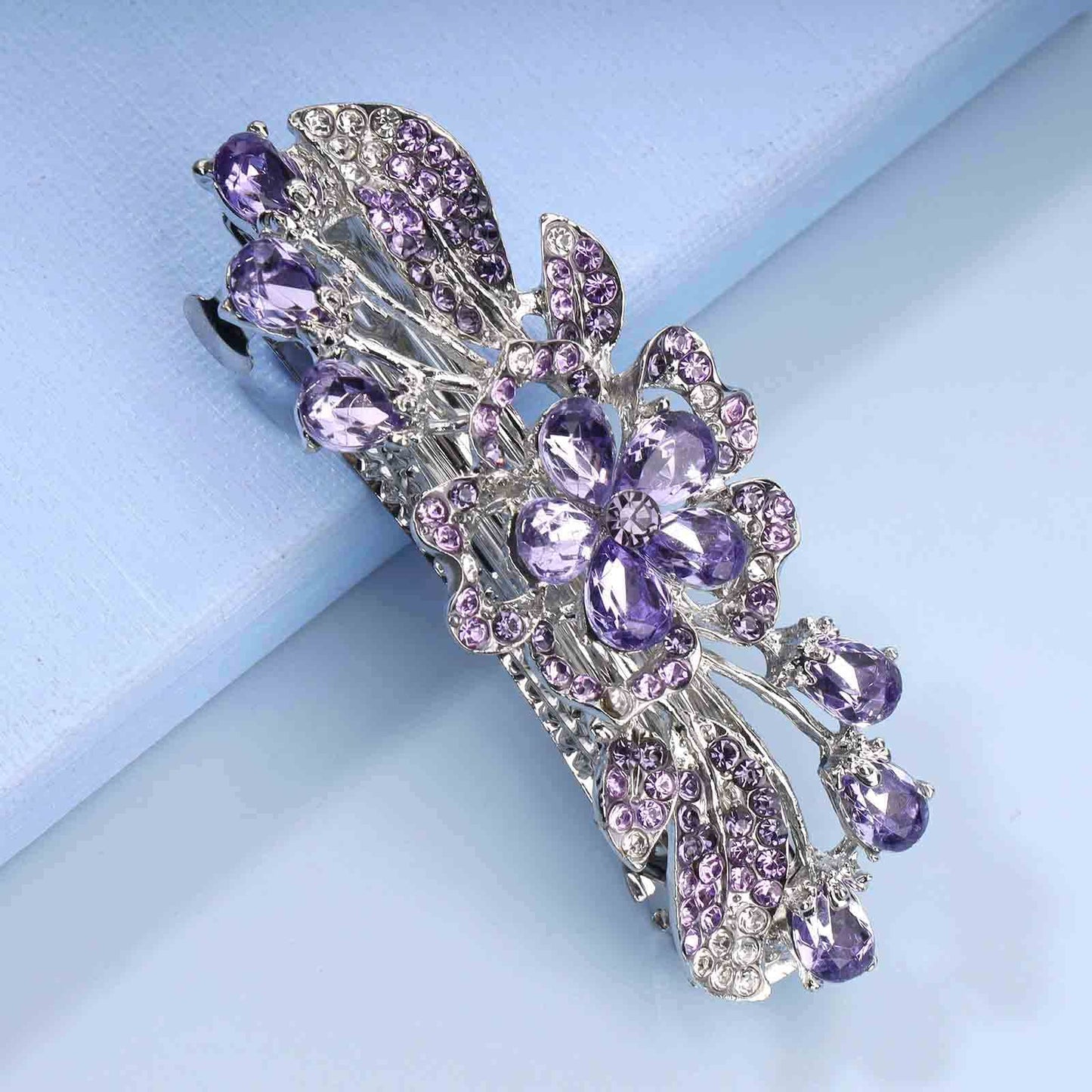 Yheakne Crystal Wedding Hair Clip Barrette Purple Rhinestone Hair Barrette Bling Bridal Headpieces Decorative Headwear Crystal Hair Clip Comb Bride Beauty & Personal Care Yheakne