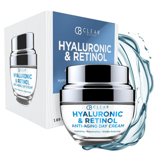 Clear Beauty Hyaluronic & Retinol Face Moisturizer - Hydrating Day Cream For Dry & Mature Skin - Reduces Fine Lines, Firms & Softens Texture Beauty & Personal Care Clear Beauty
