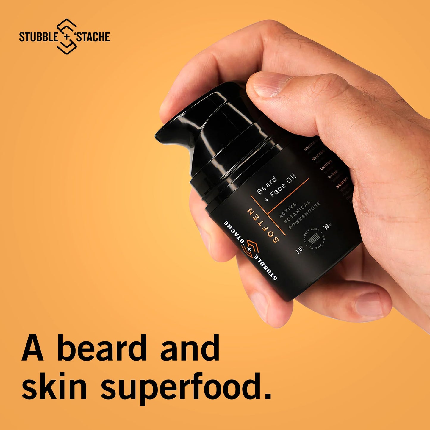 stubble & stache Hydrating Beard Oil for Men - Dual-Use Face & Beard Moisturizer & Conditioner with Baobab, Jojoba & Argan - Softens Hair, Stops Itch Beauty & Personal Care stubble & stache