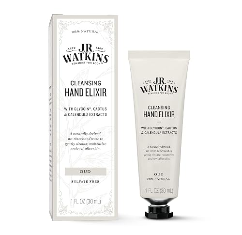 J.R. Watkins Oud Hand Elixir, No Rinse Waterless Cleansing Hand Wash, Convenient 1 oz Beauty & Personal Care J.R. Watkins
